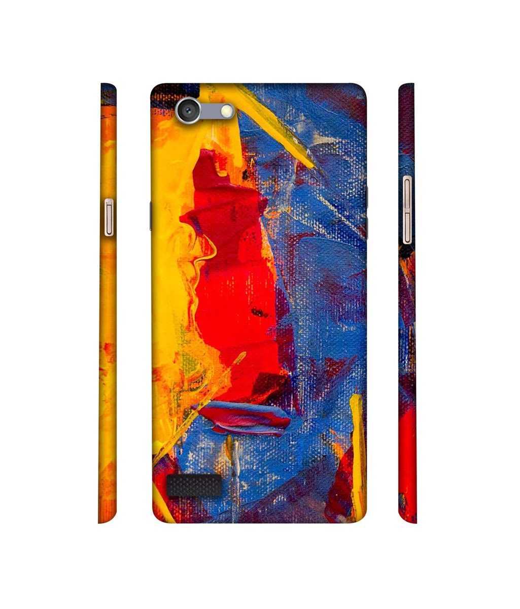 Amazon Brand - Solimo Designer Yellow and Dark Blue Canvas 3D Printed Hard Back Case Mobile Cover for Oppo Neo 7