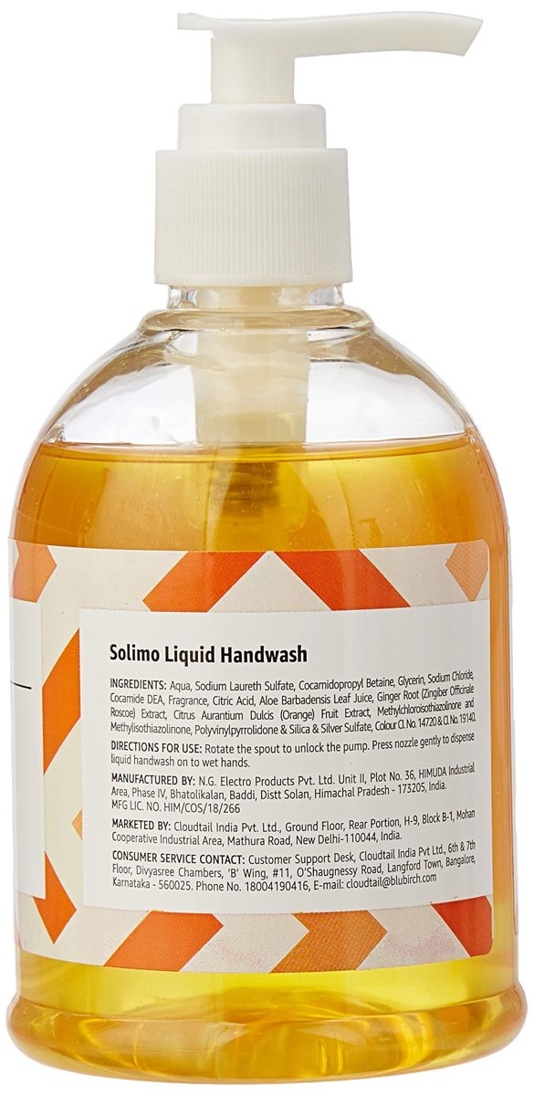 Amazon Brand - Solimo Handwash Liquid, Orange Ginger - 250 ml (Pack of 2)