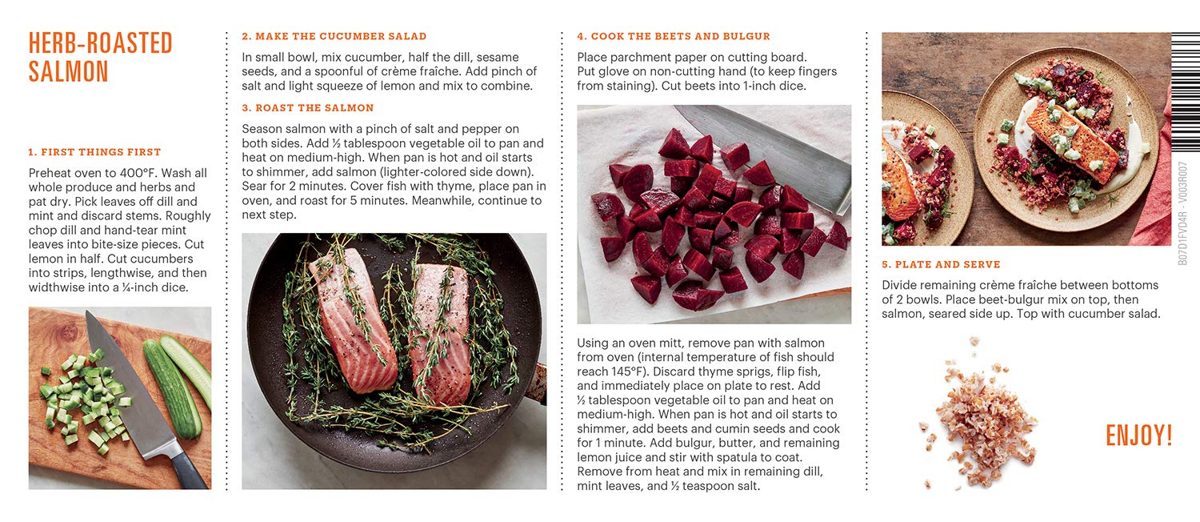Amazon Meal Kits, Herb-Roasted Salmon with Cumin Beets & Bulgur, Serves 2