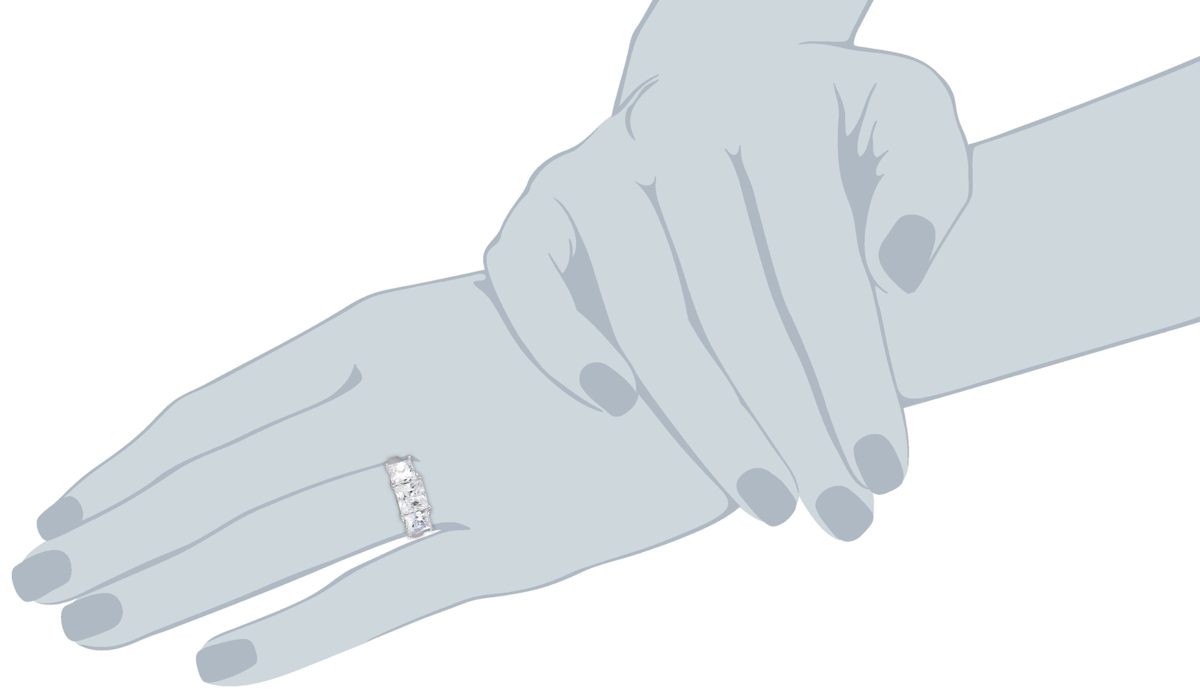 Platinum-Plated Sterling Silver Princess-Cut 3-Stone Ring made with Swarovski Zirconia (4 cttw), Size 6