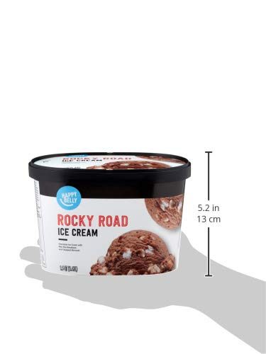 Amazon Brand - Happy Belly Rocky Road Ice Cream, 48 Fl Oz (Frozen)