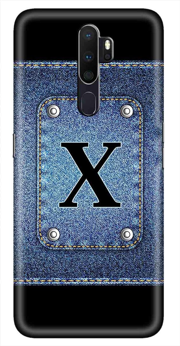 Amazon Brand - Solimo Designer Button Jeans Alphabet-X 3D Printed Hard Back Case Mobile Cover for Oppo A9 (2020)