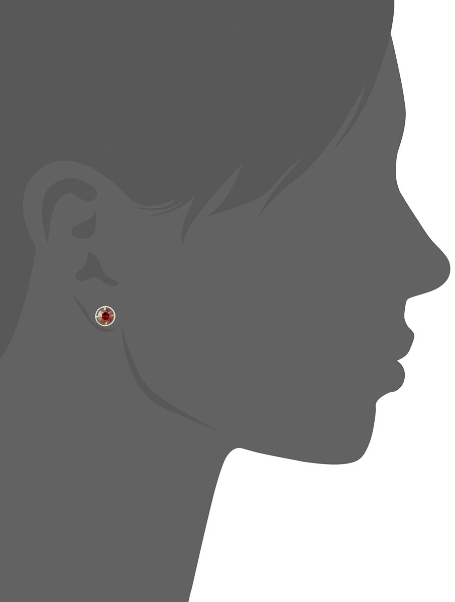 10K Gold Dainty Swarovski Crystal Birthstone Pendant Necklace with Stud Earrings Set, January