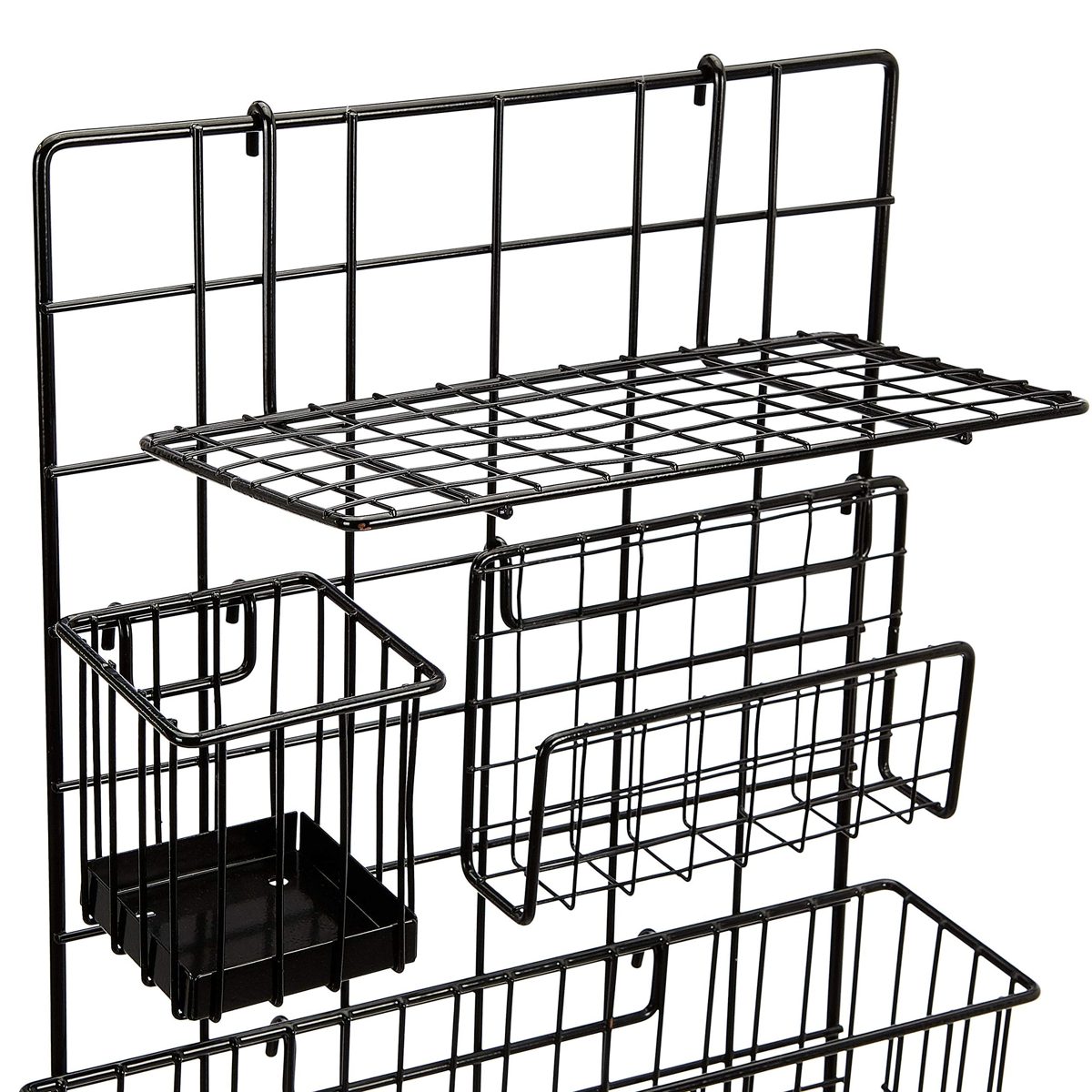 AmazonBasics Wall Wire Grid Panel, 6-Piece Set, Black (Renewed)