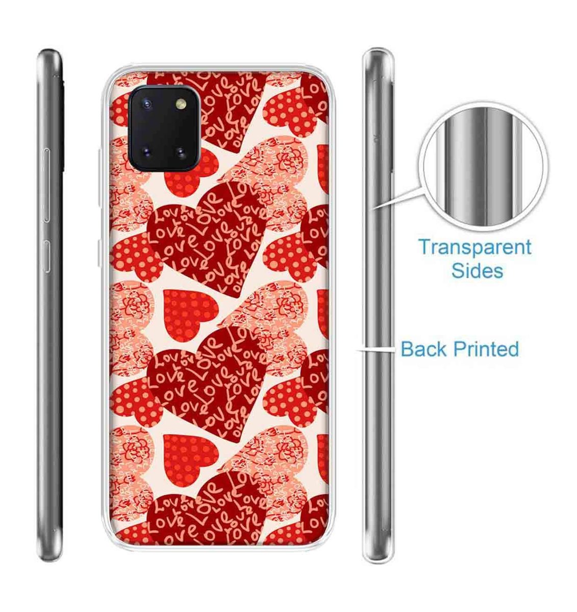 Amazon Brand - Solimo Designer Multicolor Heart Clip Art Red Pattern Design Printed Soft Back Case Mobile Cover for Samsung Galaxy Note 10 Lite