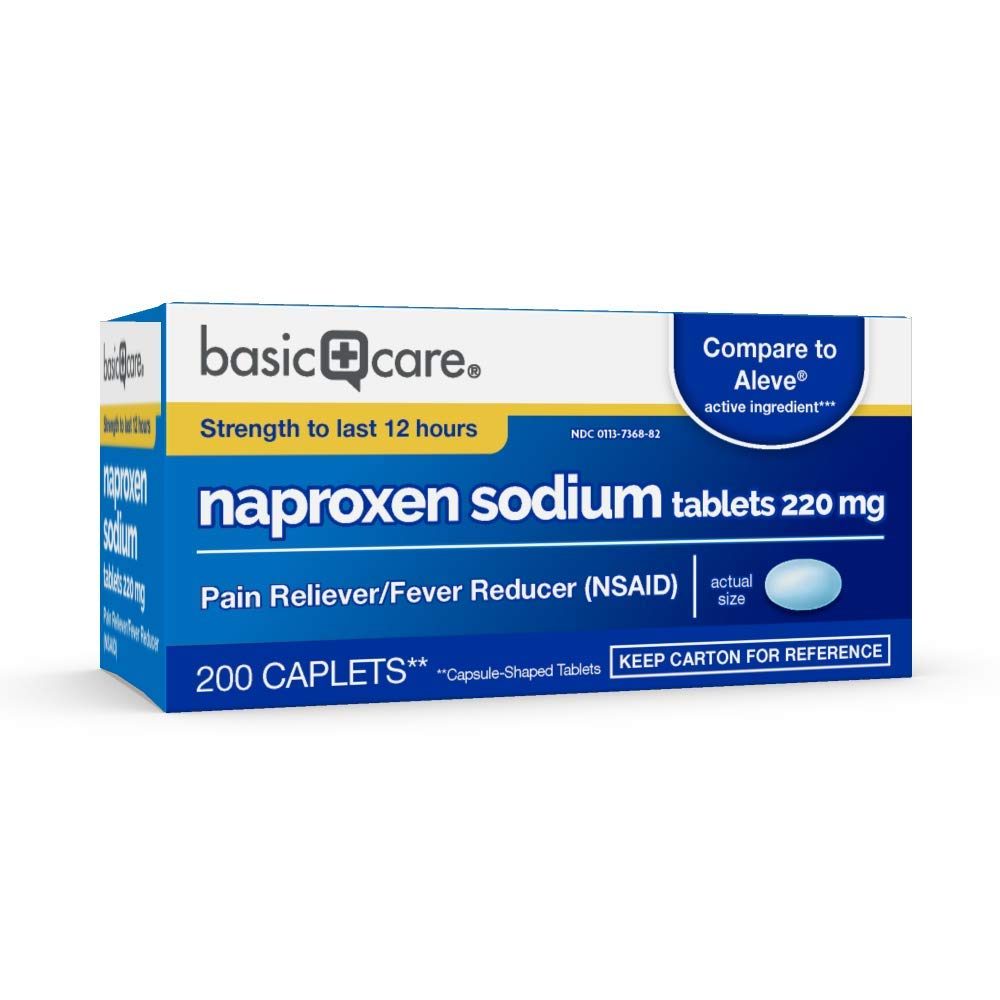 Amazon Basic Care All Day Pain Relief, Naproxen Sodium Tablets, 220 mg, 200 Count