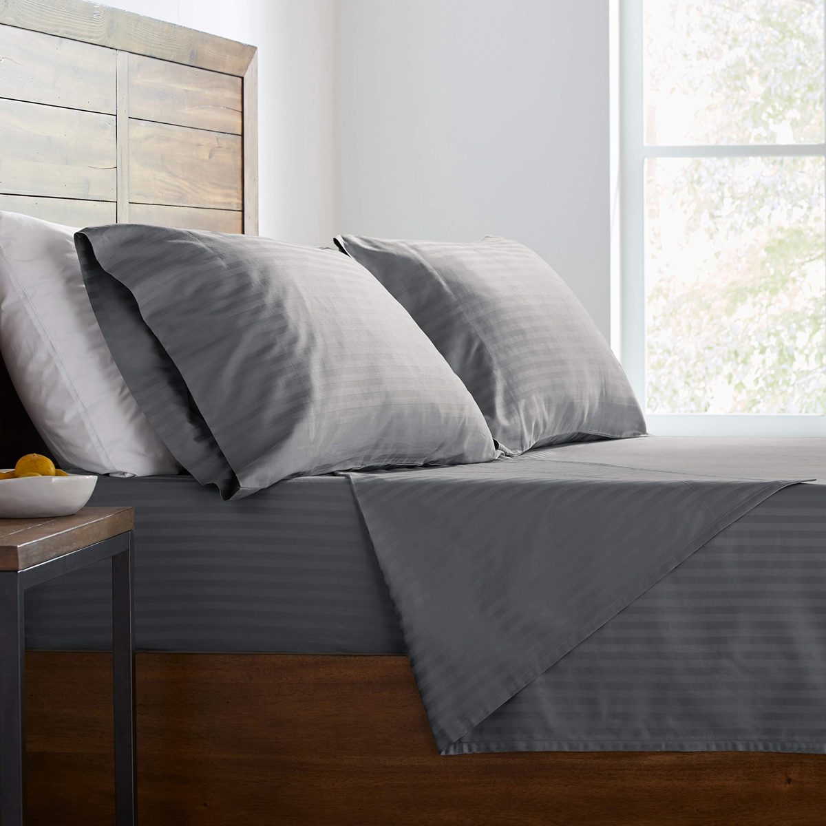 Stone & Beam 400 Thread-Count Dobby Stripe Sateen Pillowcase Set