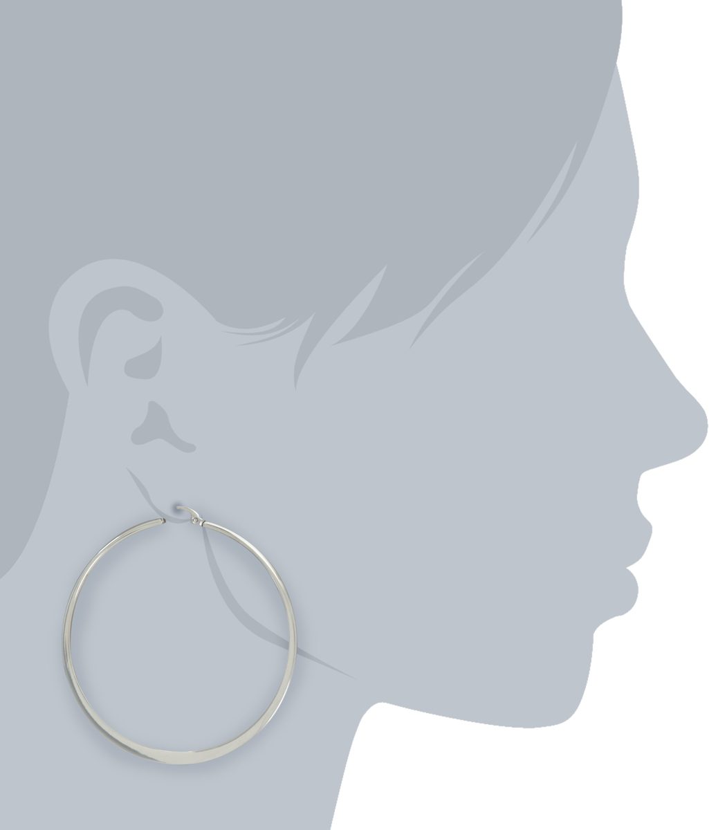 Amazon Essentials Stainless Steel Flattened Hoop Earrings (60mm)