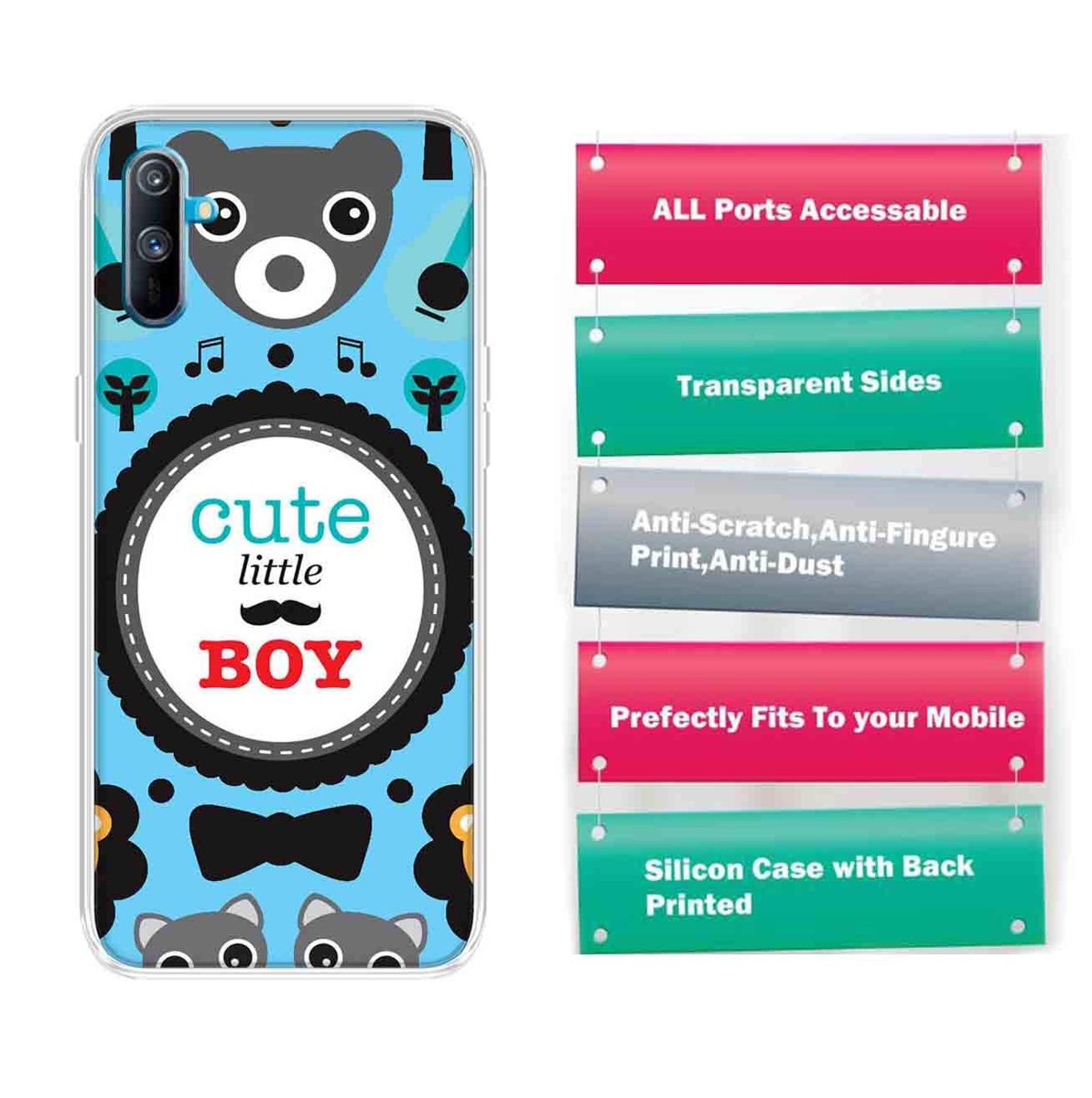 Amazon Brand - Solimo Designer Multicolor Cute Little Boy Blue Pattern Printed Soft Back Case Mobile Cover for Realme C3