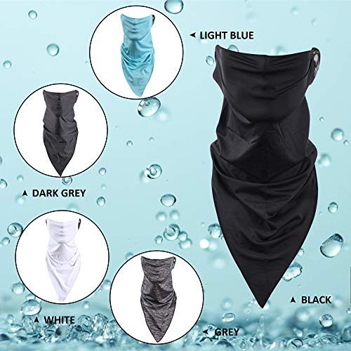 WXXM Ear Loops Face Cover Breathable Face Scarf Sun UV Protection Neck Gaiter 1 Piece Black