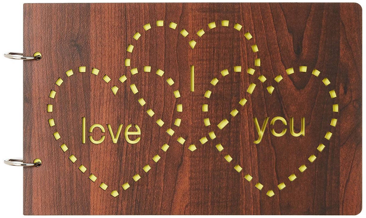 Amazon Brand - Solimo DIY 2 in 1 Photo Album and Scrapbook, 25 x 16 cm, I Love You