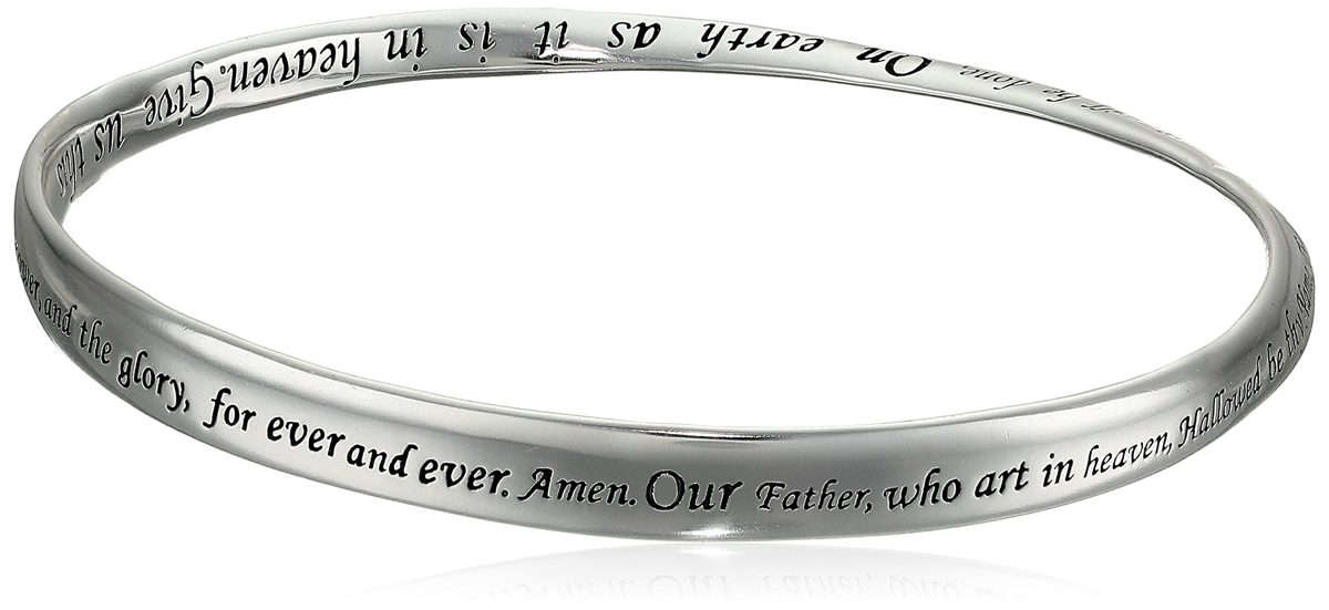 Sterling Silver "Lord's Prayer" Bangle Bracelet, 8.75"
