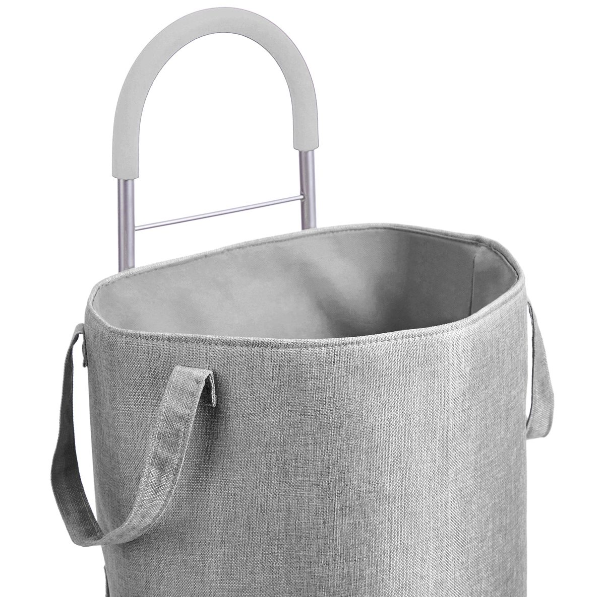 AmazonBasics Rolling Laundry Hamper Cart Converts into Dolly, 36 inch Handle Height, Grey