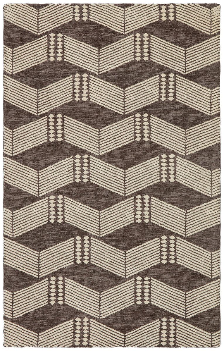Amazon Brand – Rivet Handcrafted Wool-and-Cotton Rug with Undulating Stripes, 5' x 8', Cream and Taupe