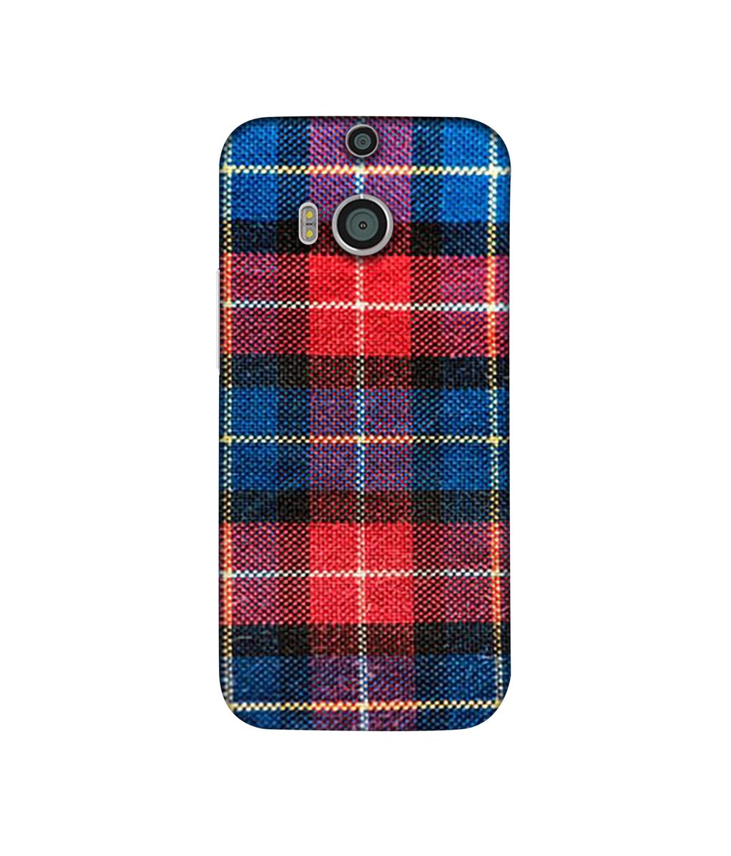 Amazon Brand - Solimo Designer Check Cloth 3D Printed Hard Back Case Mobile Cover for HTC One M8