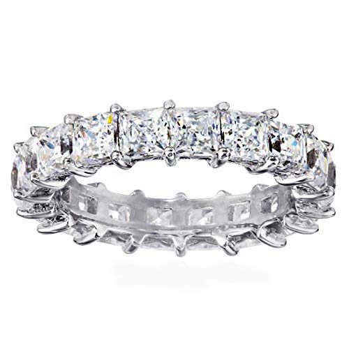 [Find] Amazon Collection Platinum Lycra Solid Sterling Silver Clear purinsesukattokyu-bikkuzirukoniabandoringu, Size 14