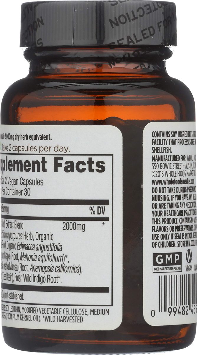 Whole Foods Market, Echinacea Goldenseal, Liquid Capsules, 60 ct