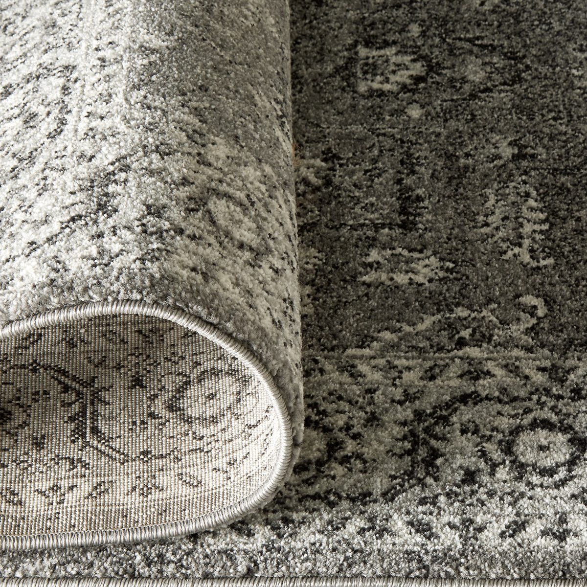 Stone & Beam Mid-Century Modern Blooming Medallion Rug, 4' x 6', Dark Grey