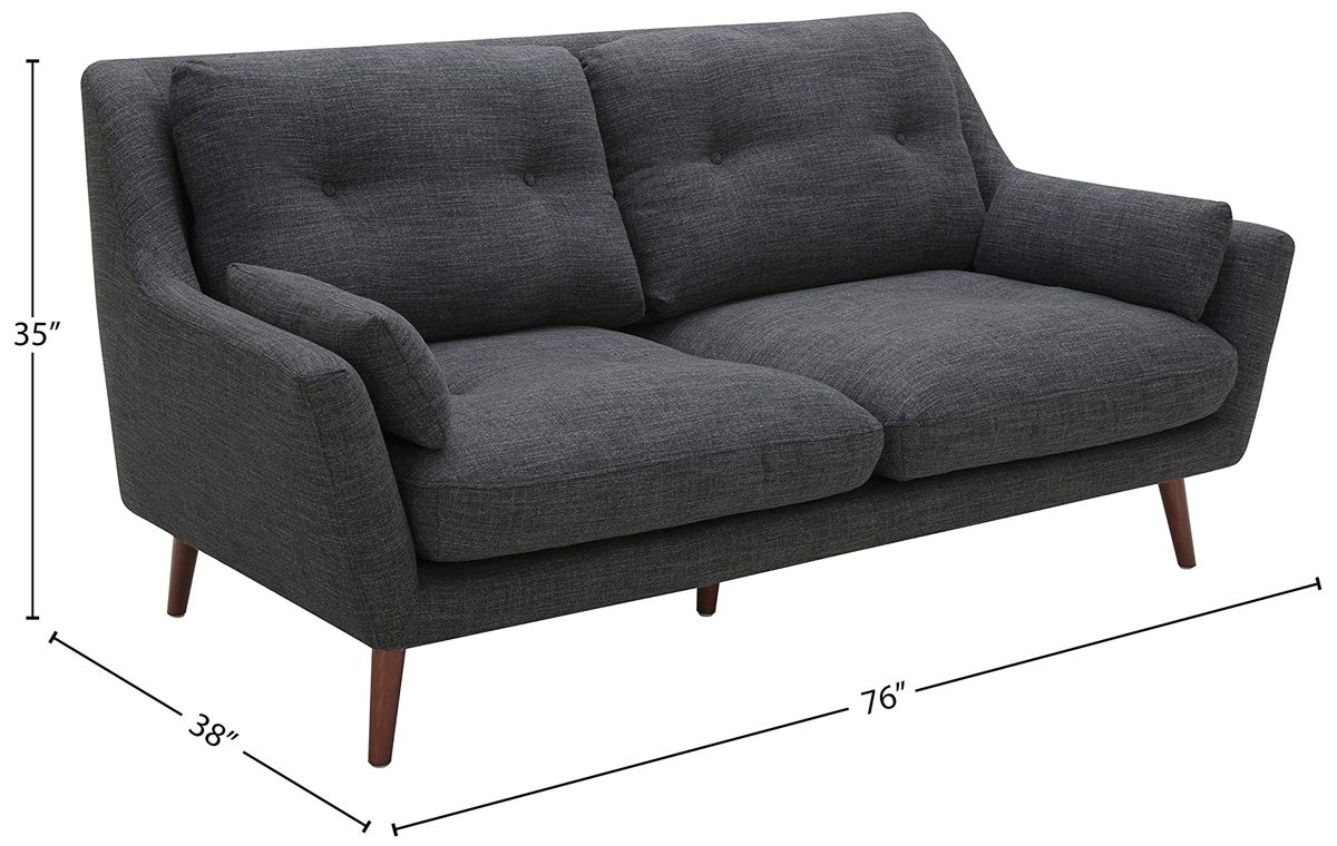 Amazon Brand – Rivet Brooker Down-Filled Mid-Century Sofa, 76"W, Quarry