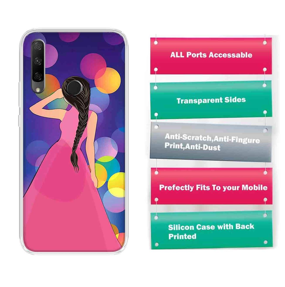 Amazon Brand - Solimo Designer Multicolor Girl Buble Blue Design Printed Soft Back Case Mobile Cover for Huawei Honor 9X