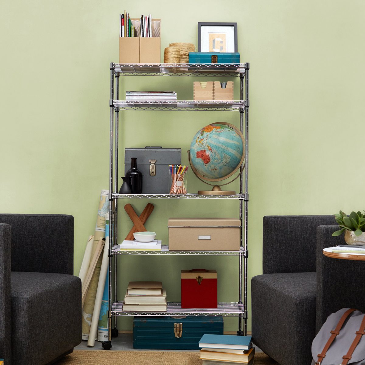 AmazonBasics 5-Shelf Shelving Unit on Wheels - Chrome