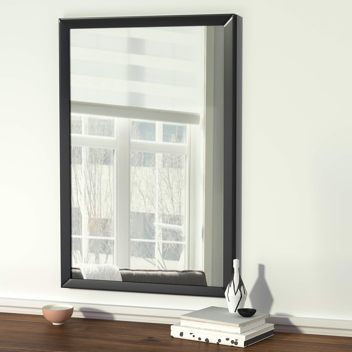 Amazon Basics Rectangular Wall Mirror 24" x 36" - Standard Trim, Black