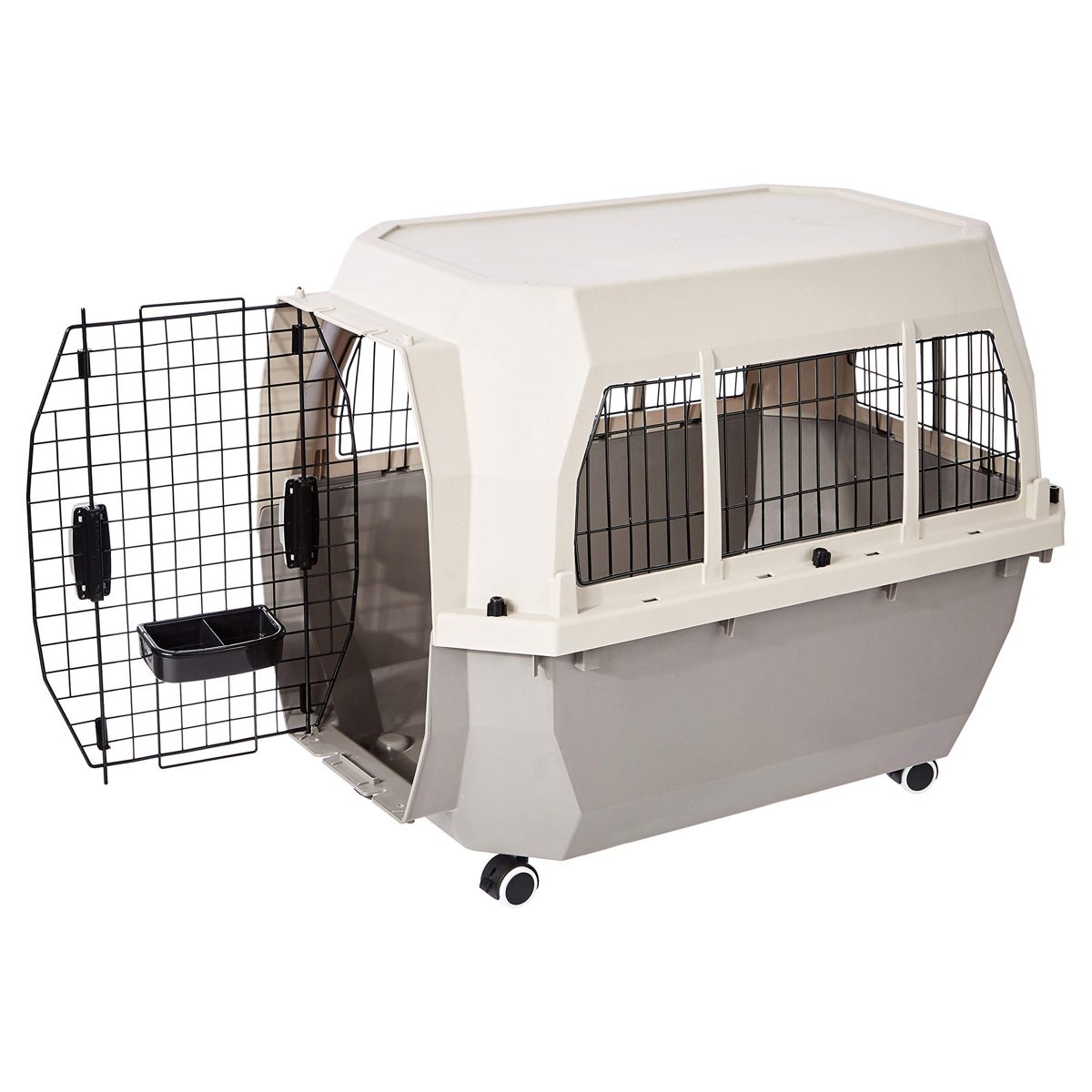 AmazonBasics Pet Carrier Kennel with Metal Wire Ventilation,36-Inch,Travel Kit Inside