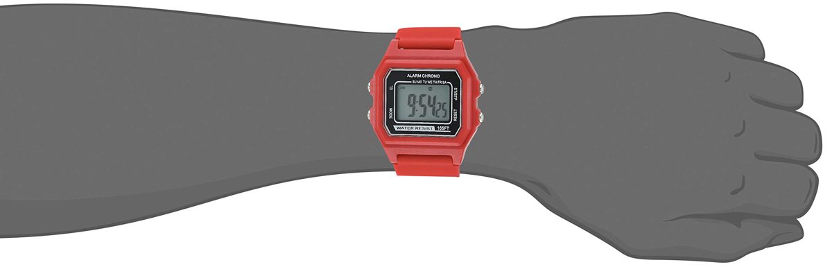 Amazon Essentials Men's Digital Chronograph Red Silicone Strap Watch