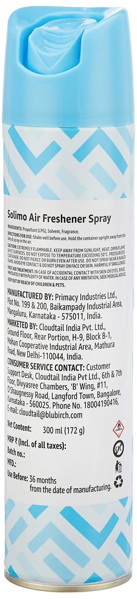 Amazon Brand - Solimo Air Freshener Spray - Ocean Breeze, 300ml