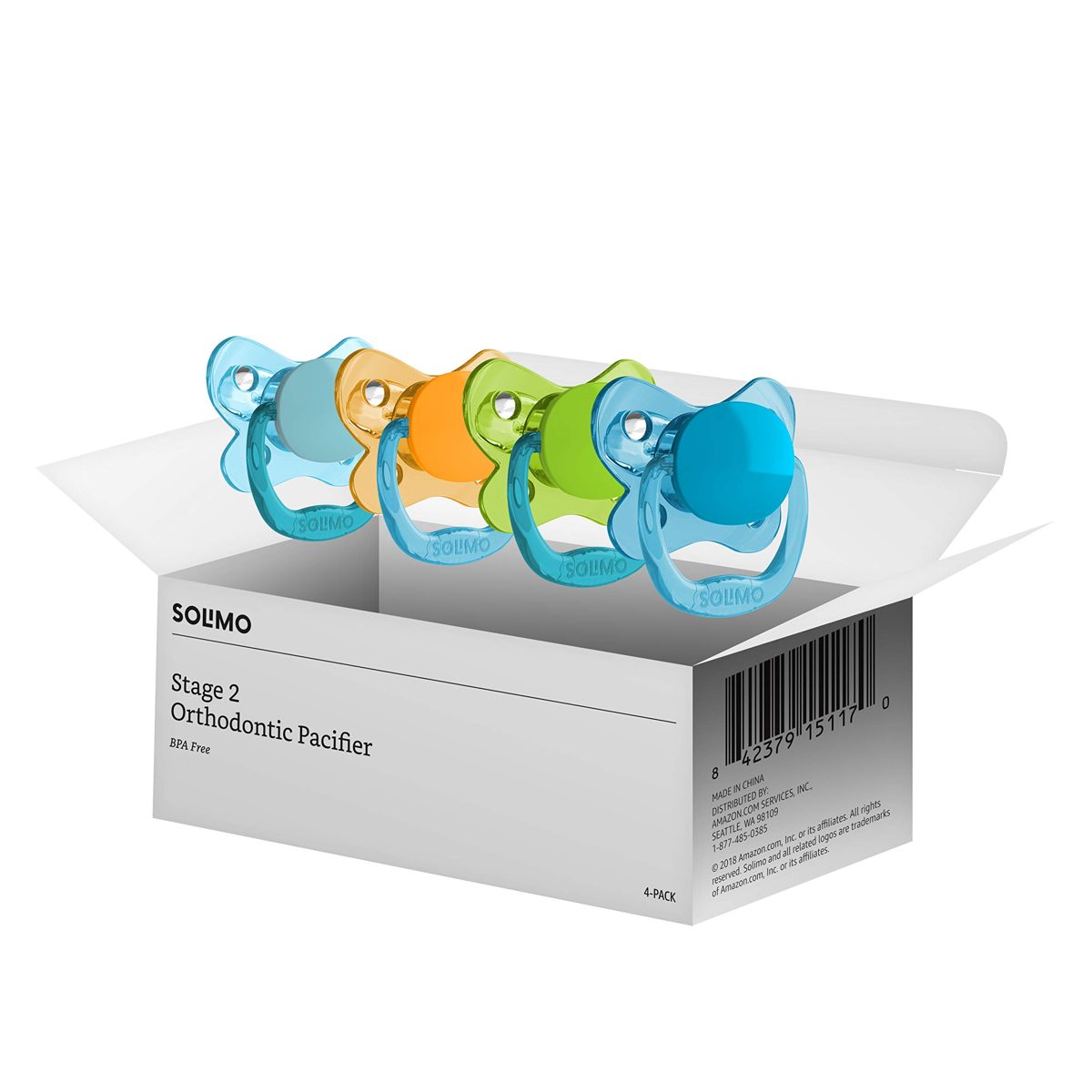 Solimo Orthadontic Pacifier Stage 2, 4-Pack