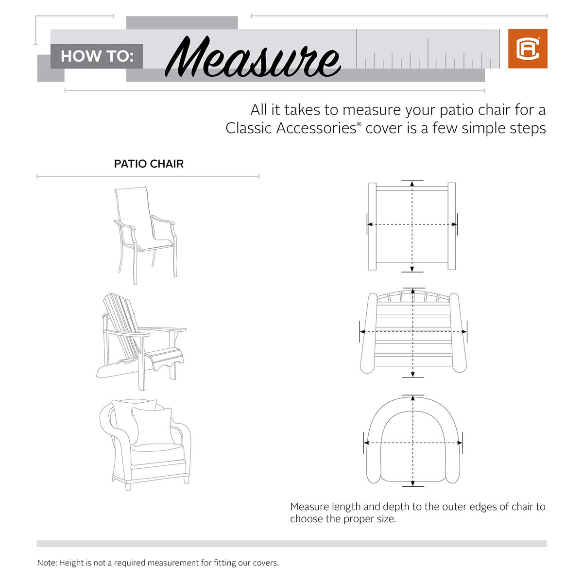Classic Accessories 58932-EC  Terrazzo Water-Resistant 26 Inch High Back Patio Chair Cover,Sand,High Back Dining Chair