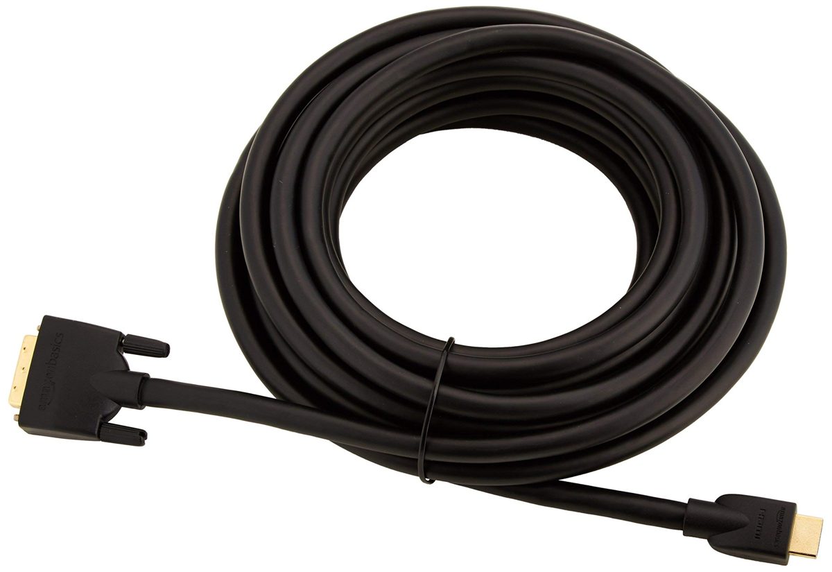 AmazonBasics HDMI to DVI Adapter Cable, Black, 25 feet, 1-Pack (Renewed)