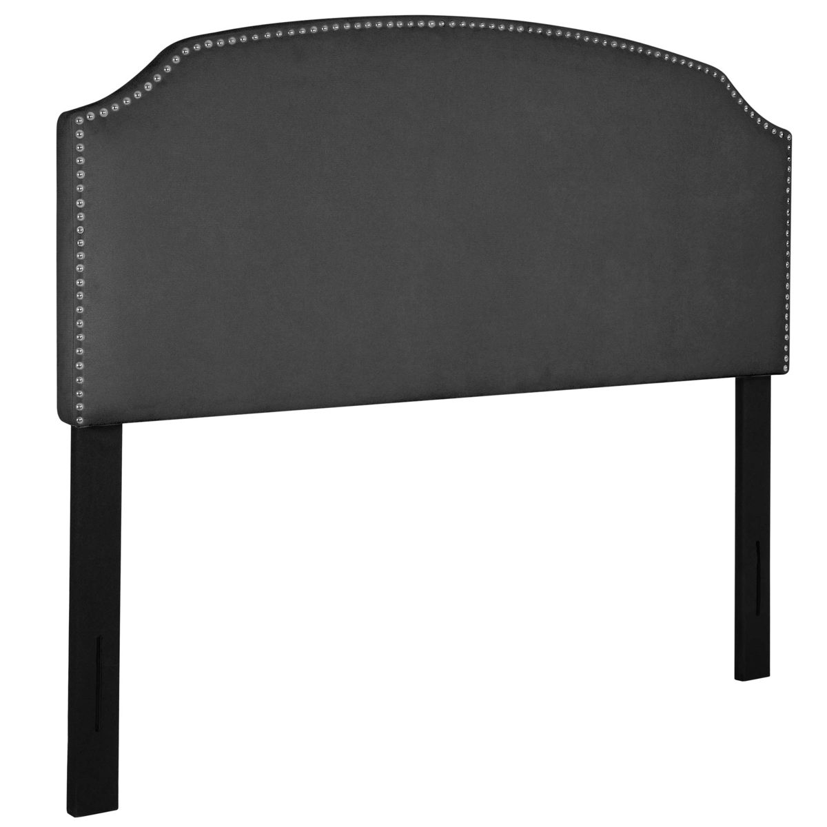 Amazon Brand – Rivet Curved Upholstered Headboard with Nailhead Trim, Queen, 60"W, Charcoal Gray