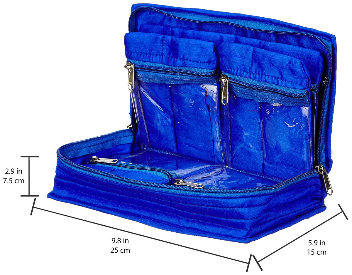 Amazon Brand - Solimo Quilted Jewellery Kit, Blue