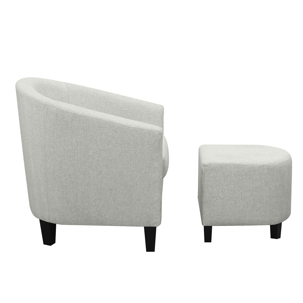 Amazon Brand – Ravenna Home Connor Curved Back Club Accent Chair with Ottoman, 27.95"W, Light Grey