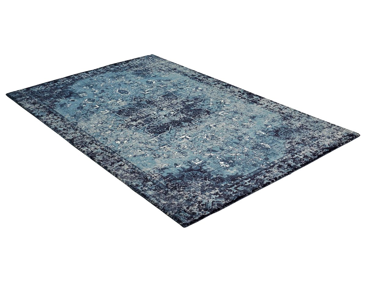 Amazon Brand – Stone & Beam Contemporary Distressed Vintage Area Rug, 4 x 6 Foot, Blue