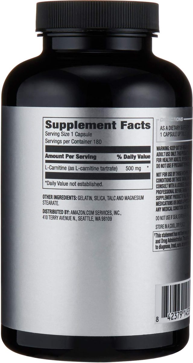 OWN PWR L-Carnitine Tartrate 500 MG, 180 Capsules, Value Size