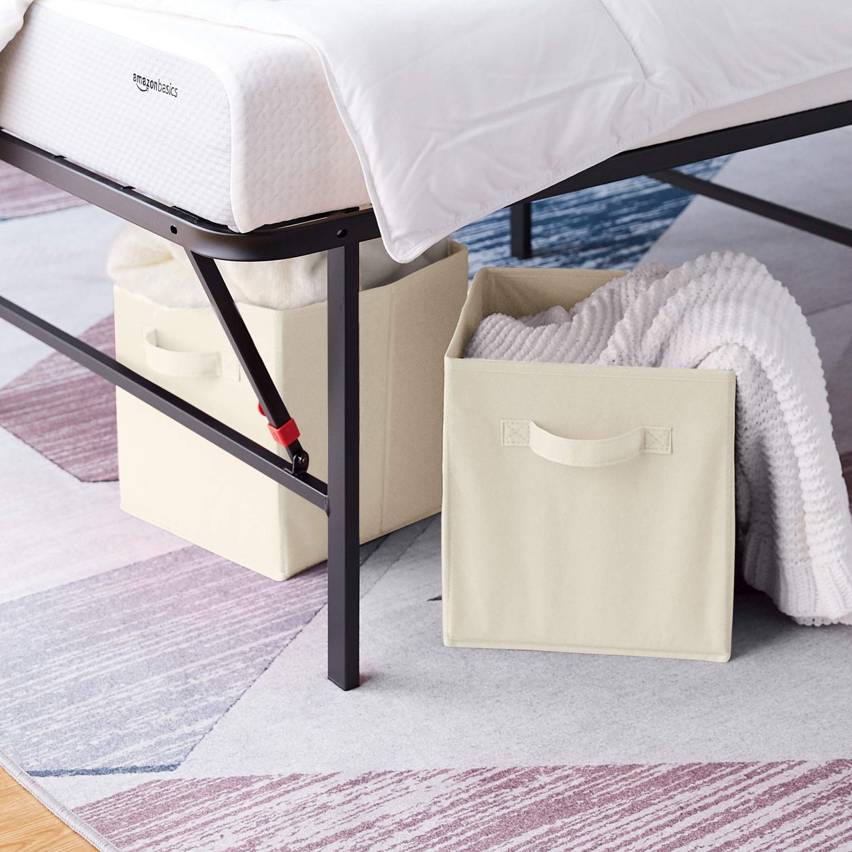 Amazon Brand - Solimo Foldable Storage Cubes, Set of 3, Beige