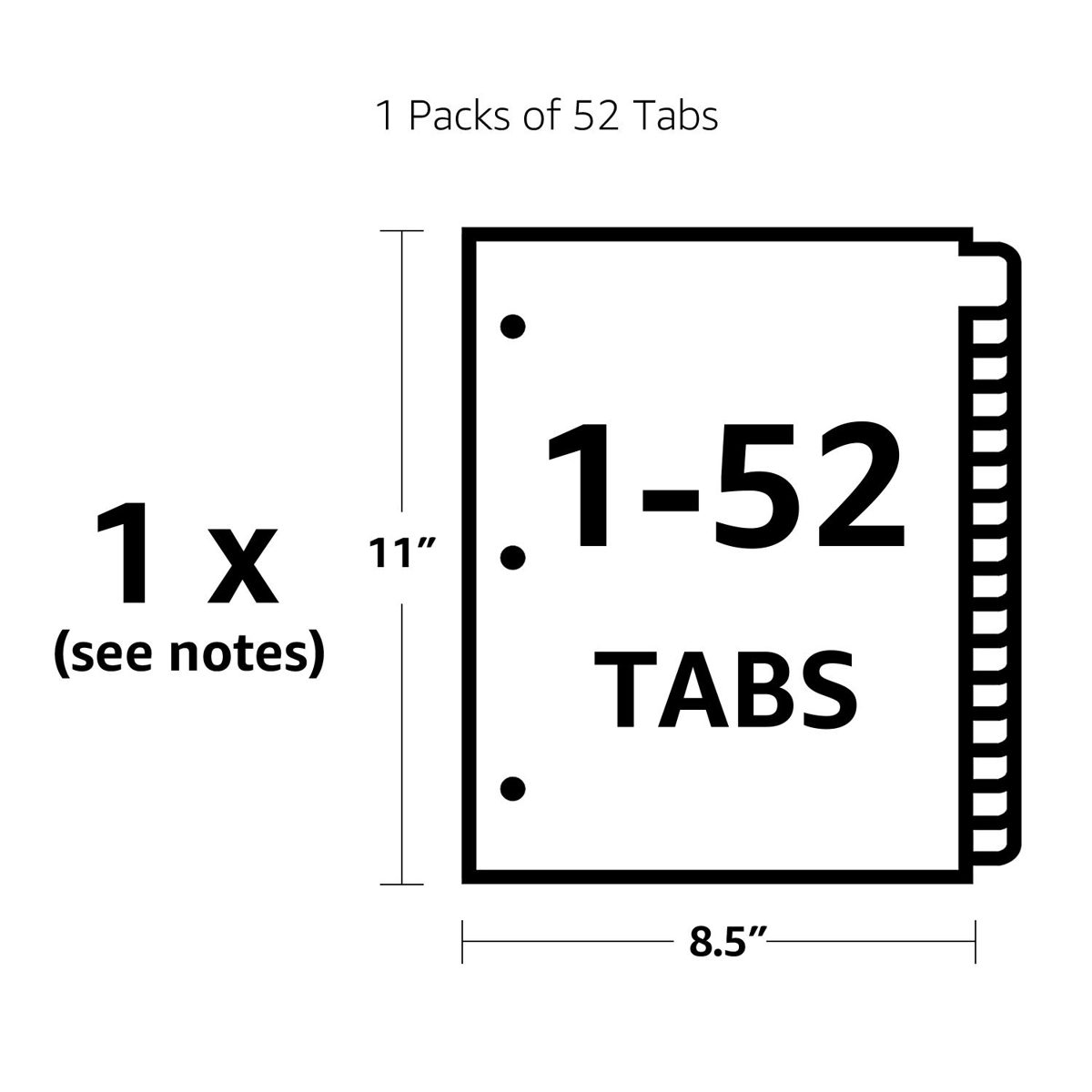 Amazonbasics 52-Tab Paper Binder Divider,Numbered, Multi-Color, 1 Set