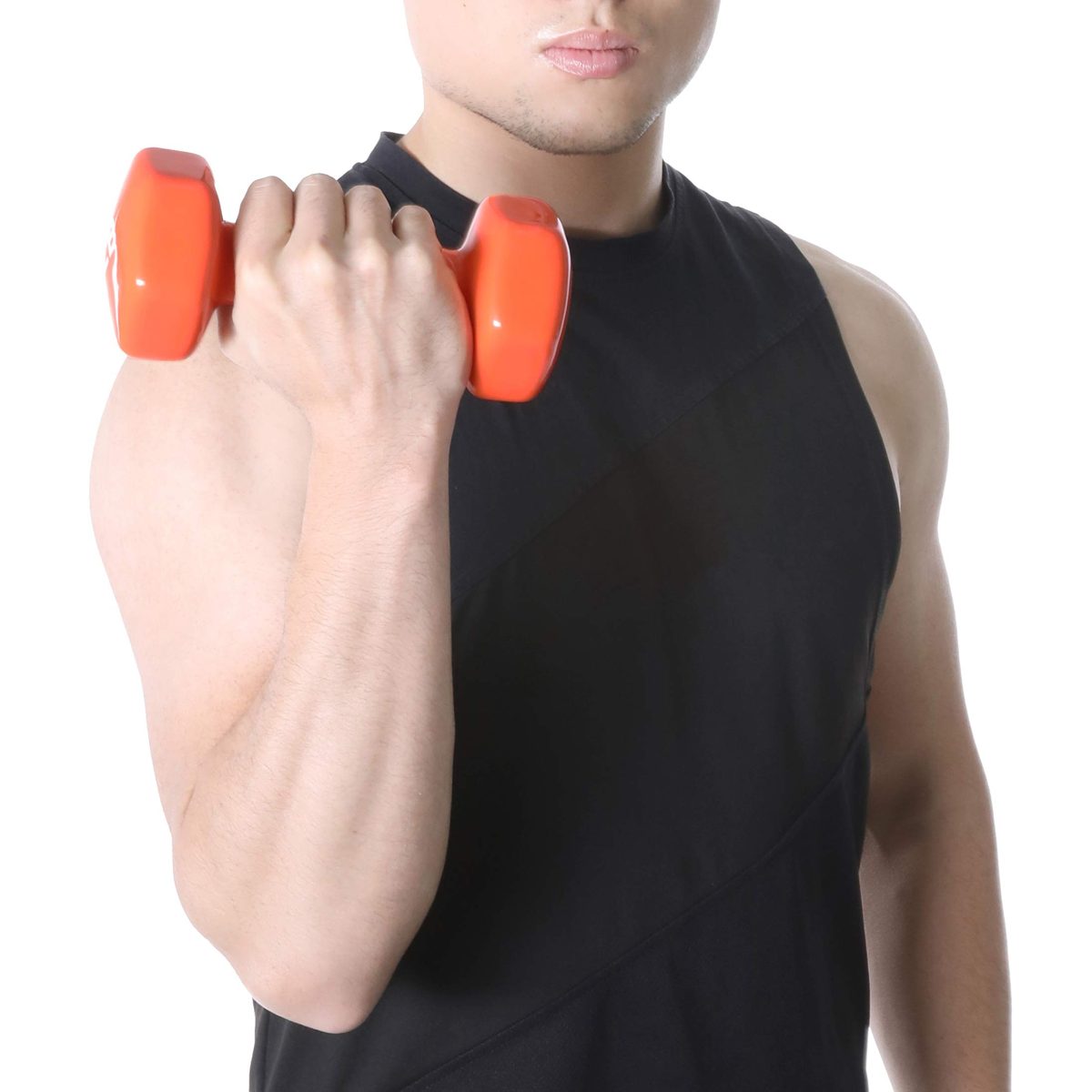 AmazonBasics Vinyl 6 Pound Dumbbells - Set of 2, Orange