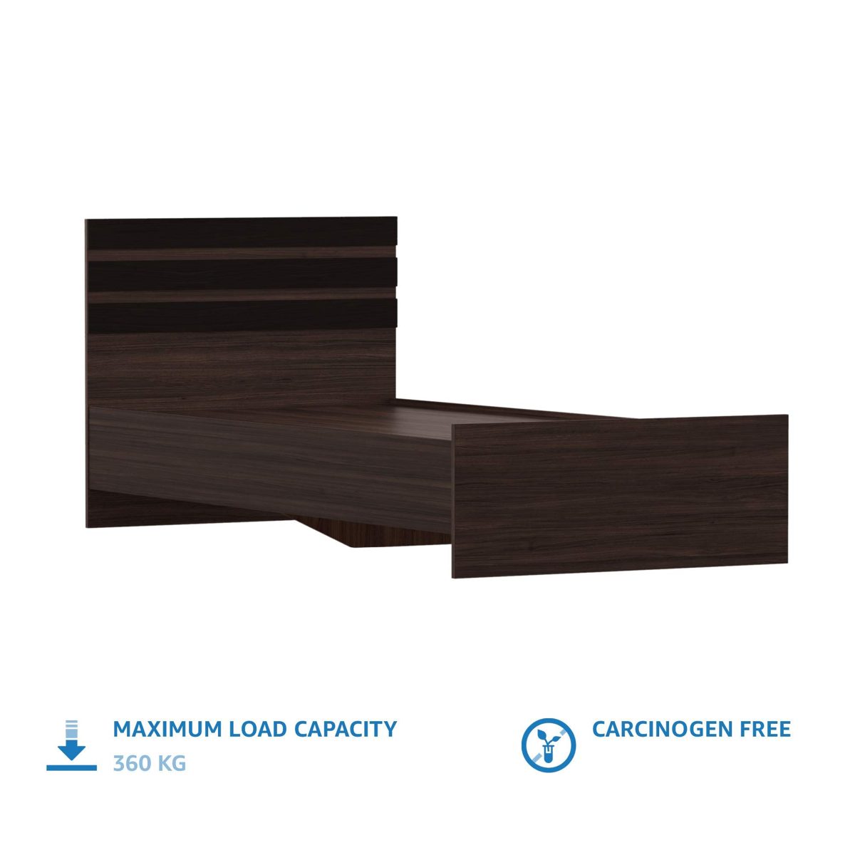 Amazon Brand - Solimo Liza Single Size Engineered Wood Bed (Acacia Dark Finish)