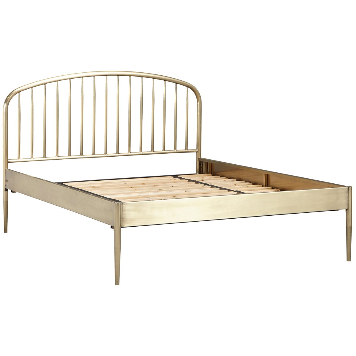 Amazon Brand – Rivet Nova Modern King Bed Frame with Arched Headboard, 79.5"W, Gold Finished Metal