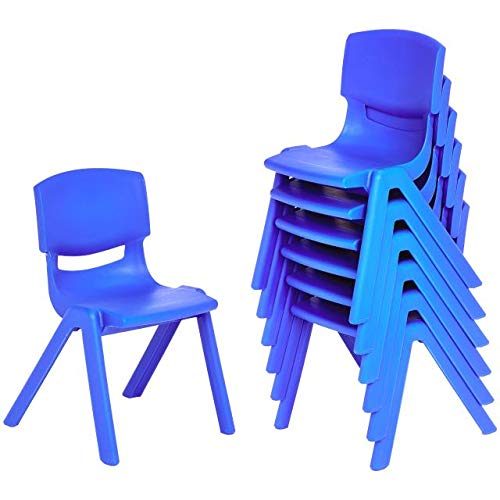 Amazonbasics 12" School Stack Resin Chair,Blue, 6 Pack