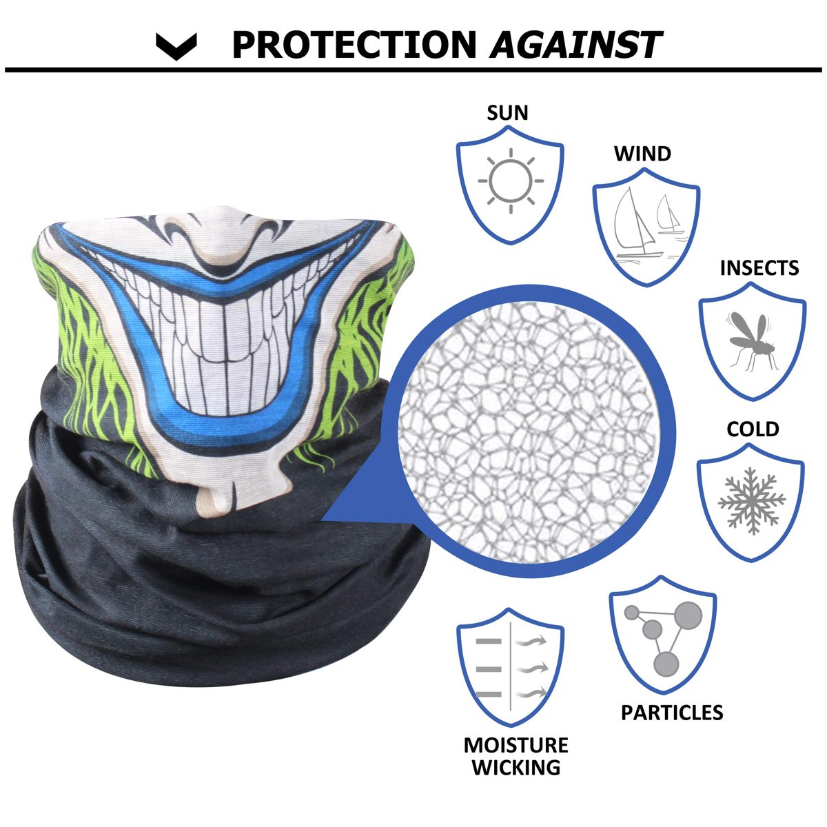 Molemsx Face Mask Bandanas For Men Women Neck Gaiter Summer Cooling Face Cover Face Dust Mask for Fishing Motorcycle