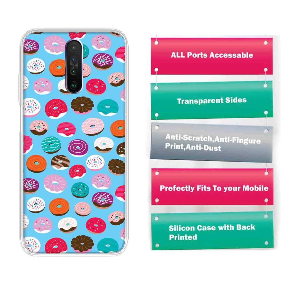 Amazon Brand - Solimo Designer Multicolor Donuts Printed Soft Back Case Mobile Cover for Poco X2 / Xiaomi Redmi K30