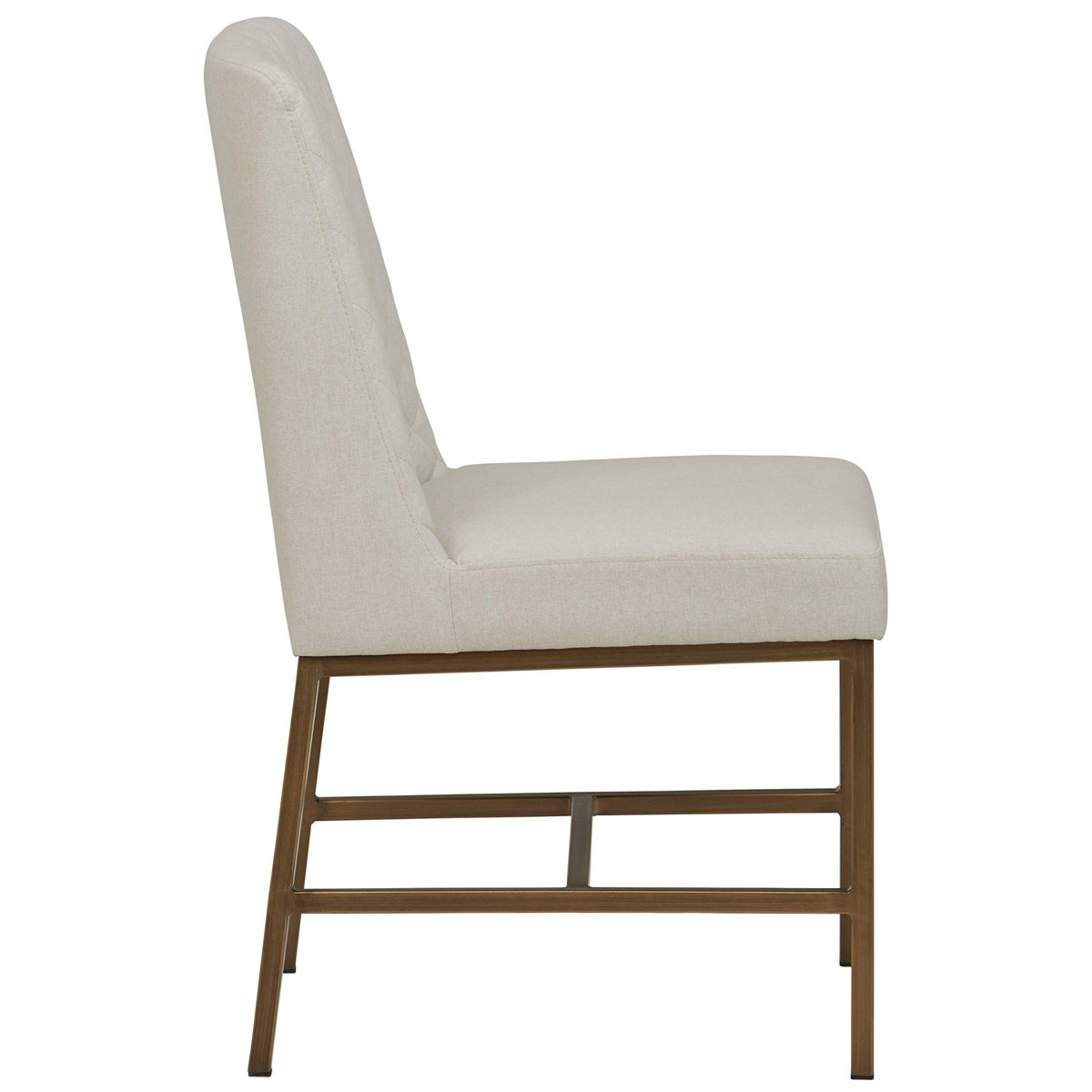 Amazon Brand – Rivet Vermont Modern Diamond-Stitched Upholstered Dining Chair, 20"W, Set of 2, Chalk White and Brass