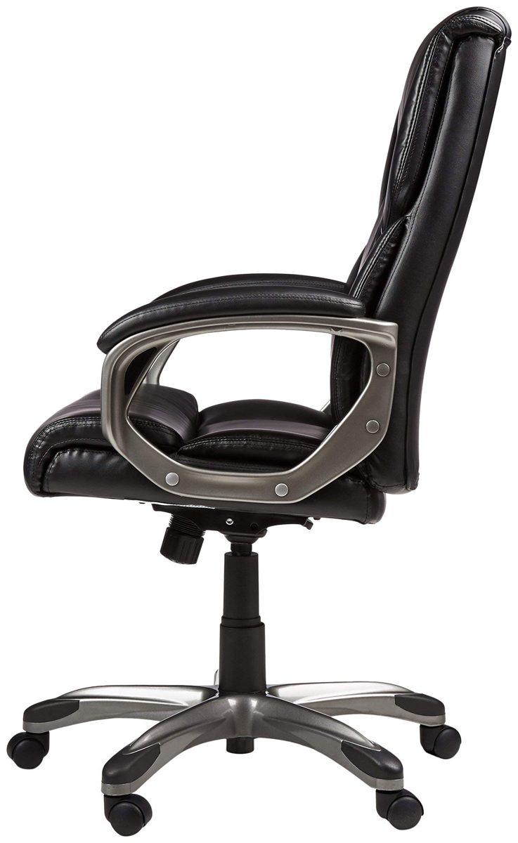 AmazonBasics High-Back Executive Swivel Chair - Black with Pewter Finish (Renewed)