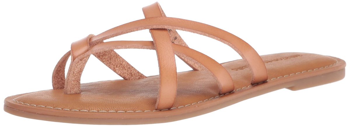 Amazon Essentials Women's Strappy Slide Flat Sandal, Natural, 11 B US