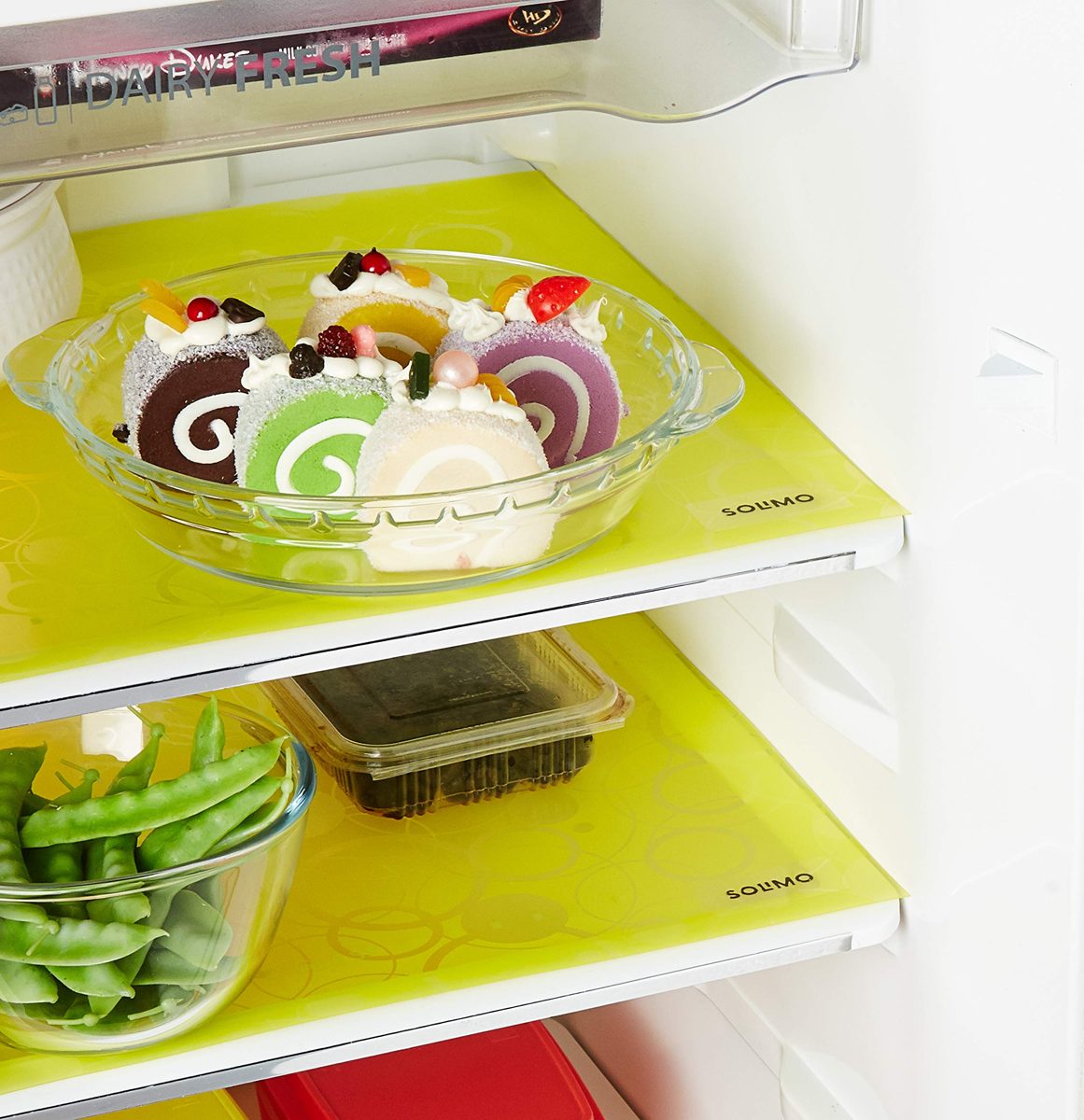 Amazon Brand - Solimo PVC Fridge Multipurpose Mat, Circles, Set of 6, Yellow