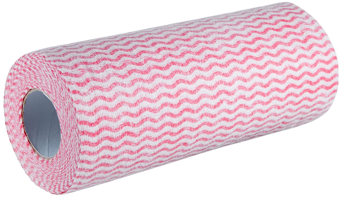 Amazon Brand - Presto! Non-Woven Kitchen Towel Roll - 80 Pulls (Red)